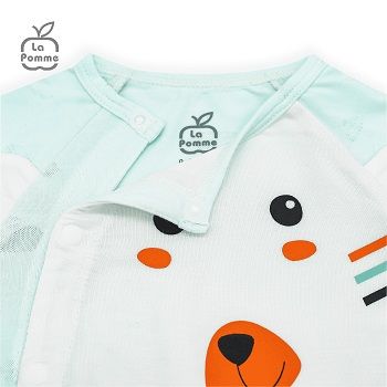 Body dài tay La Pomme Teddy Bear - Xanh Trắng
