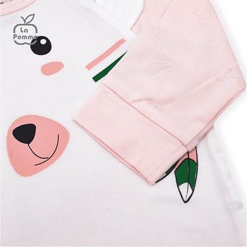 Bộ dài tay La Pomme cúc giữa Teddy Bear - Xanh vàng