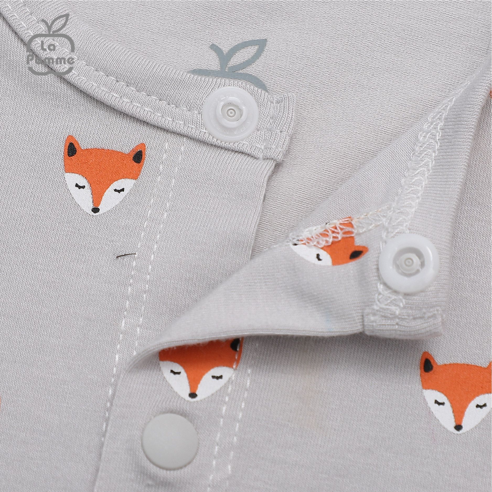 Bộ dài tay La Pomme cúc giữa Baby Racoon - Hồng