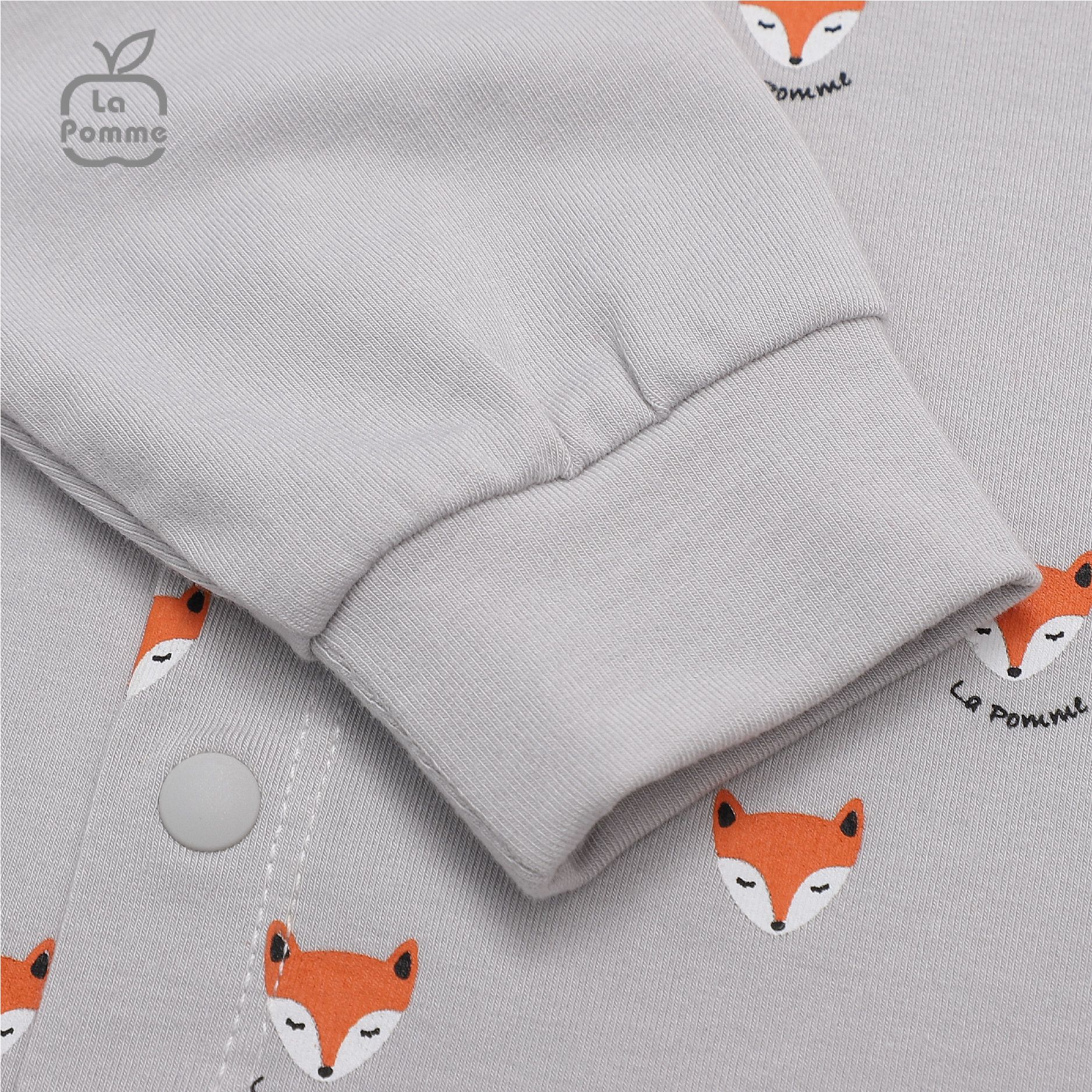 Bộ dài tay La Pomme cúc giữa Baby Racoon - Nâu