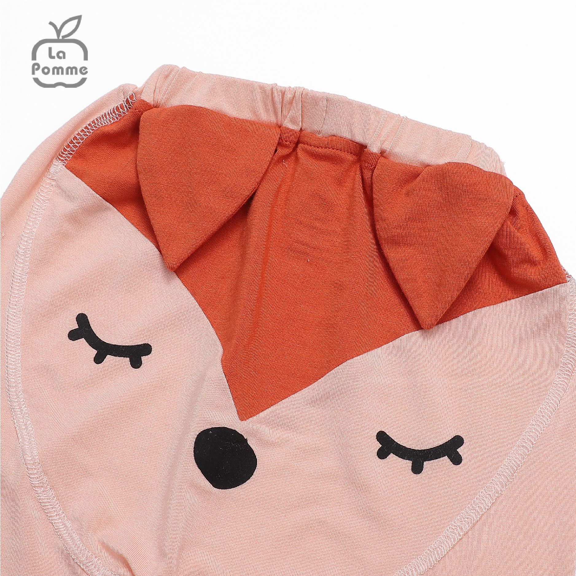 Bộ dài tay La Pomme cúc giữa Baby Racoon - Hồng