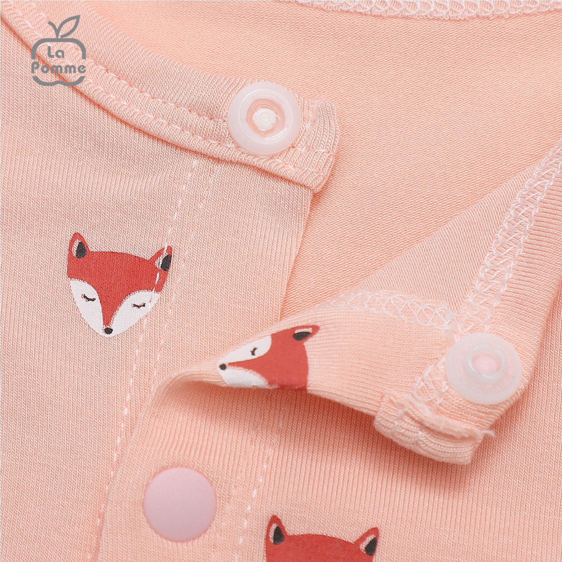 Bộ dài tay La Pomme cúc giữa Baby Racoon - Nâu
