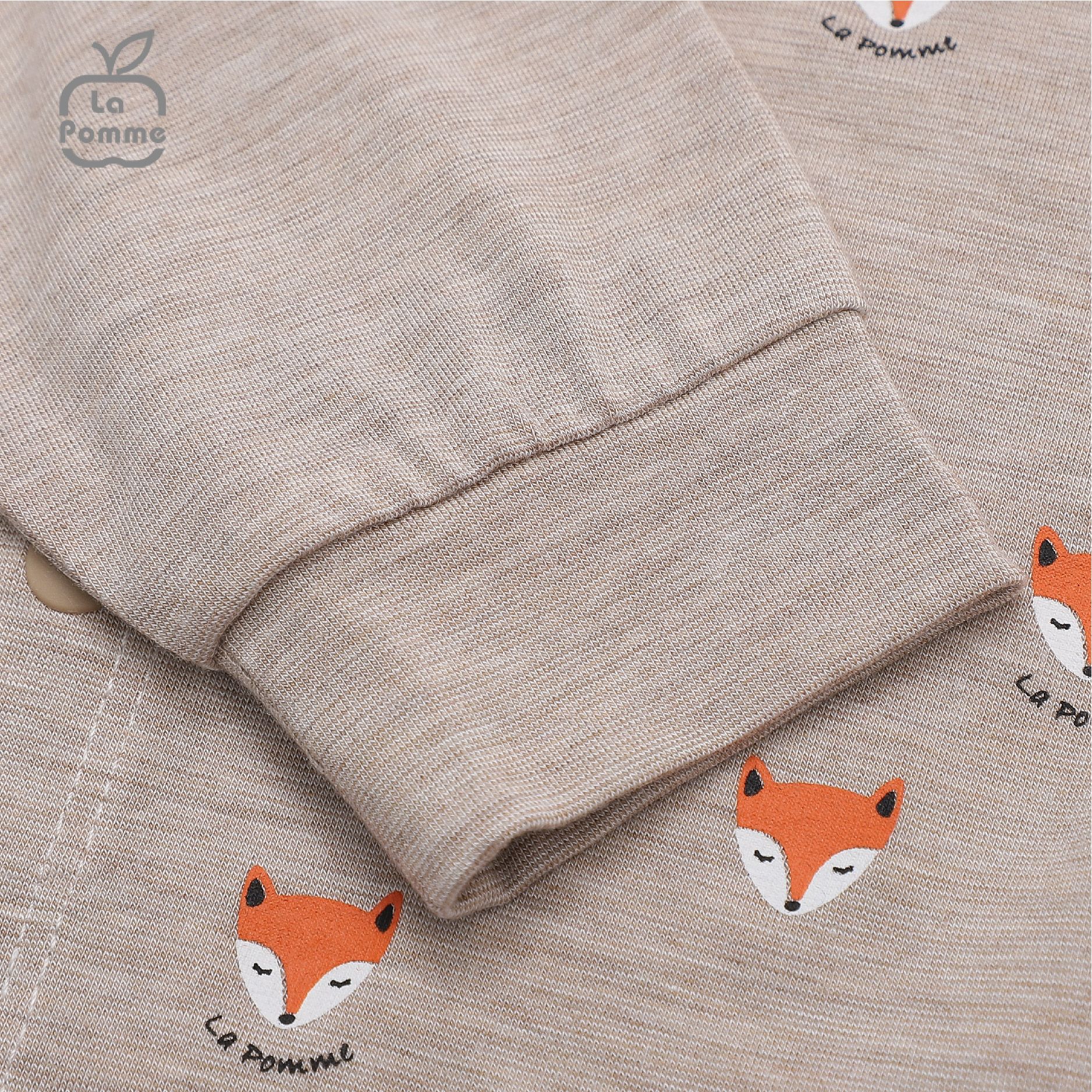 Bộ dài tay La Pomme cúc giữa Baby Racoon - Hồng