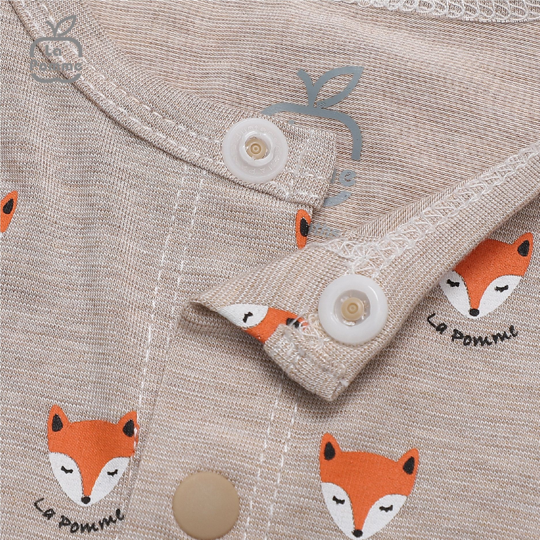 Bộ dài tay La Pomme cúc giữa Baby Racoon - Nâu