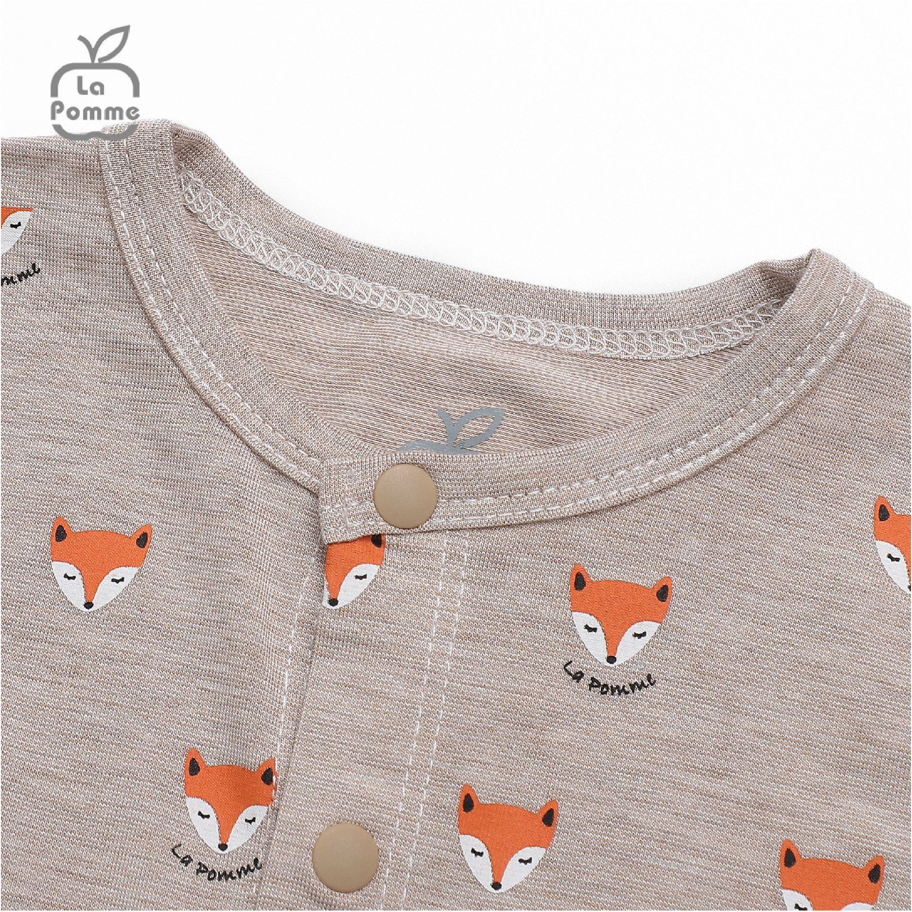 Bộ dài tay La Pomme cúc giữa Baby Racoon - Nâu