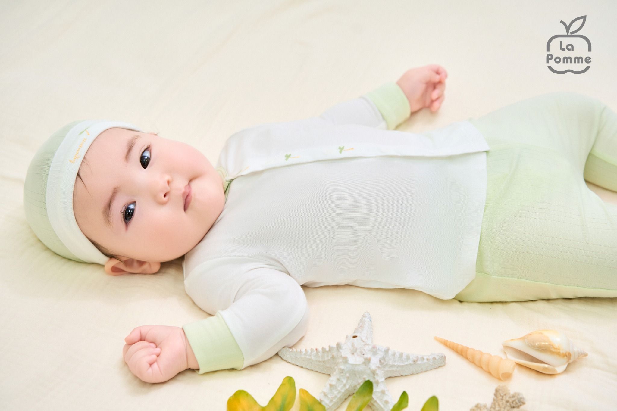 Bộ dài tay cúc giữa La Pomme Mùa hè của bé