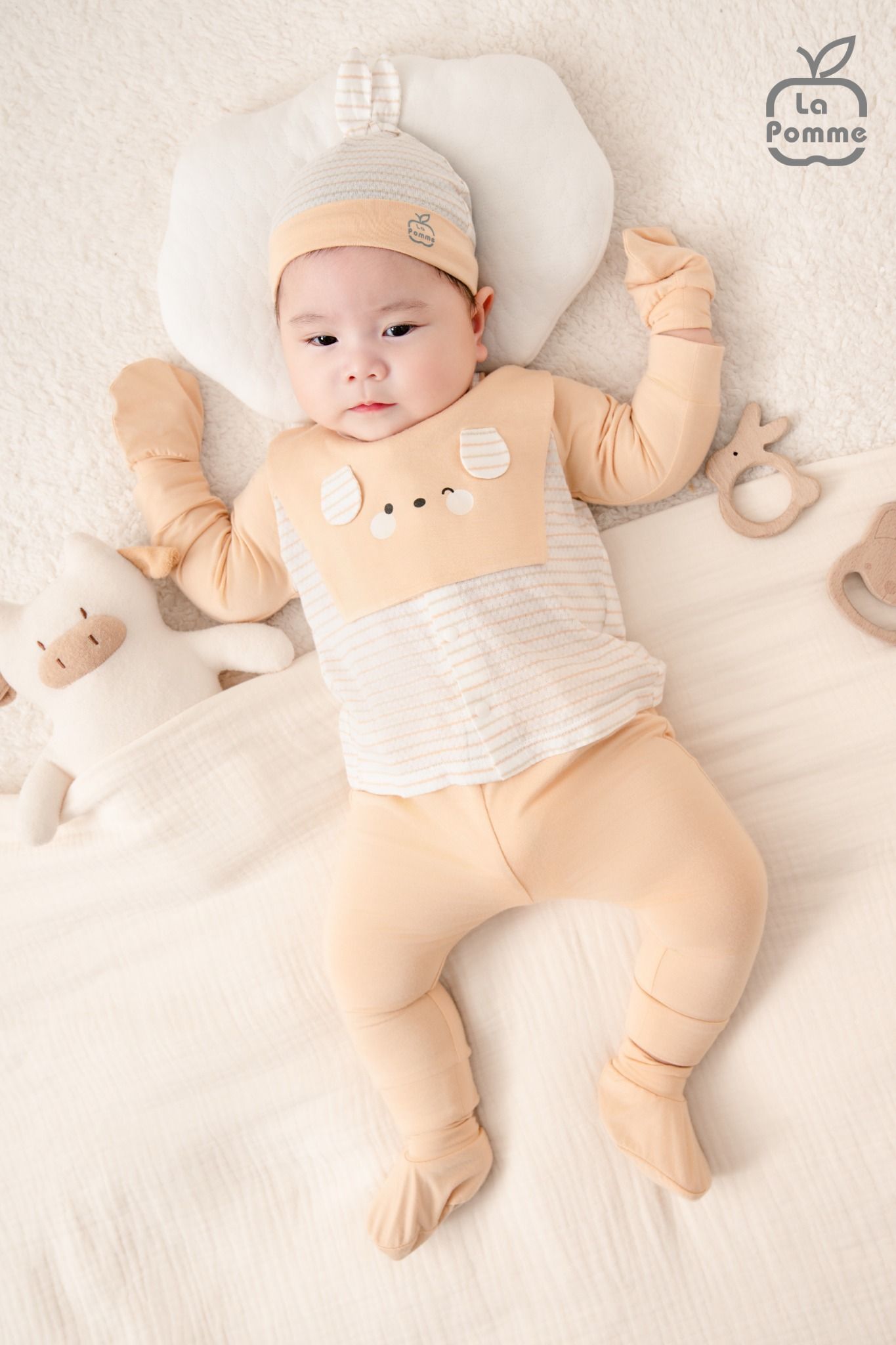 Bộ dài tay La Pomme cúc thẳng Kẹo ngọt bé con