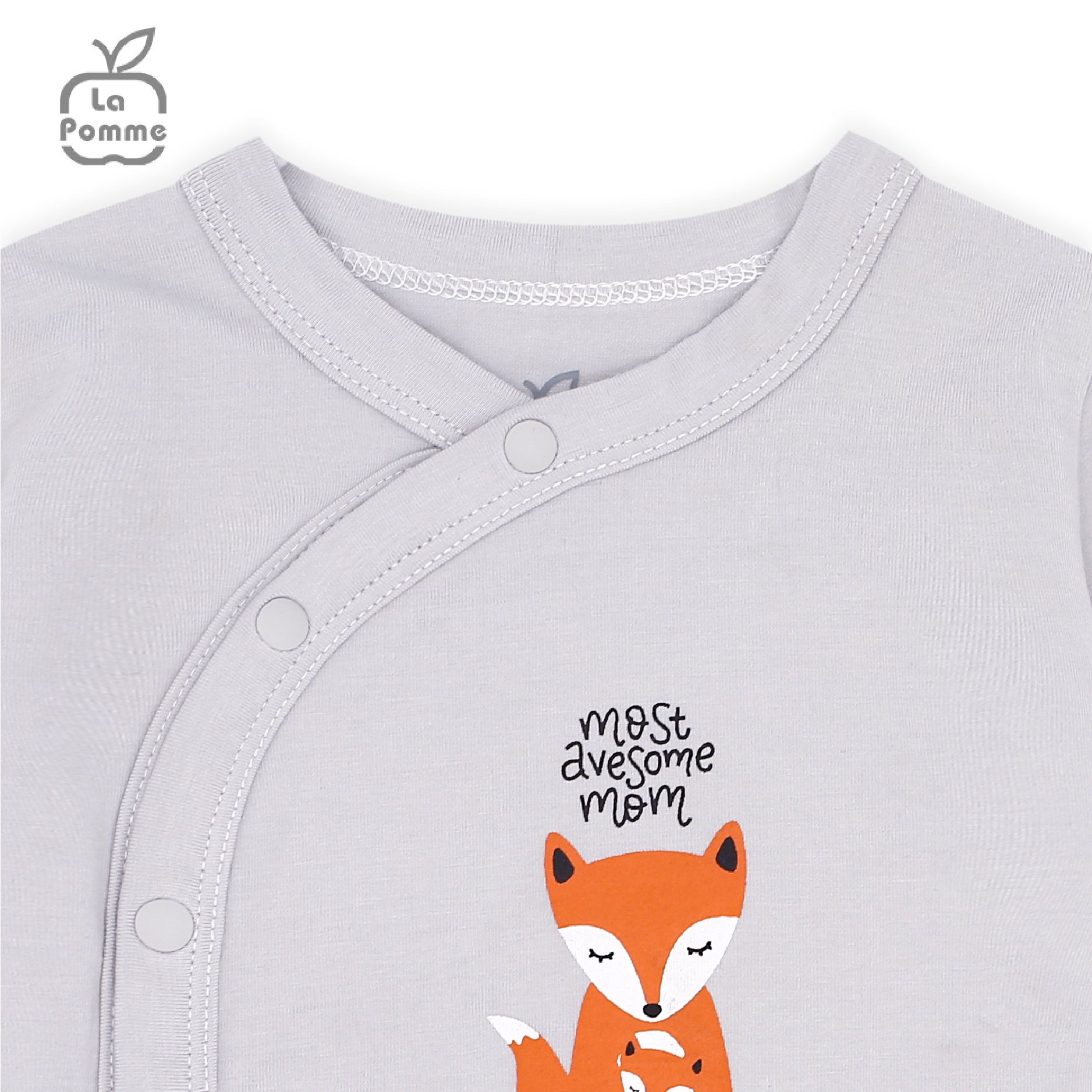 Bộ dài tay La Pomme cúc lệch Baby Racoon - Nâu