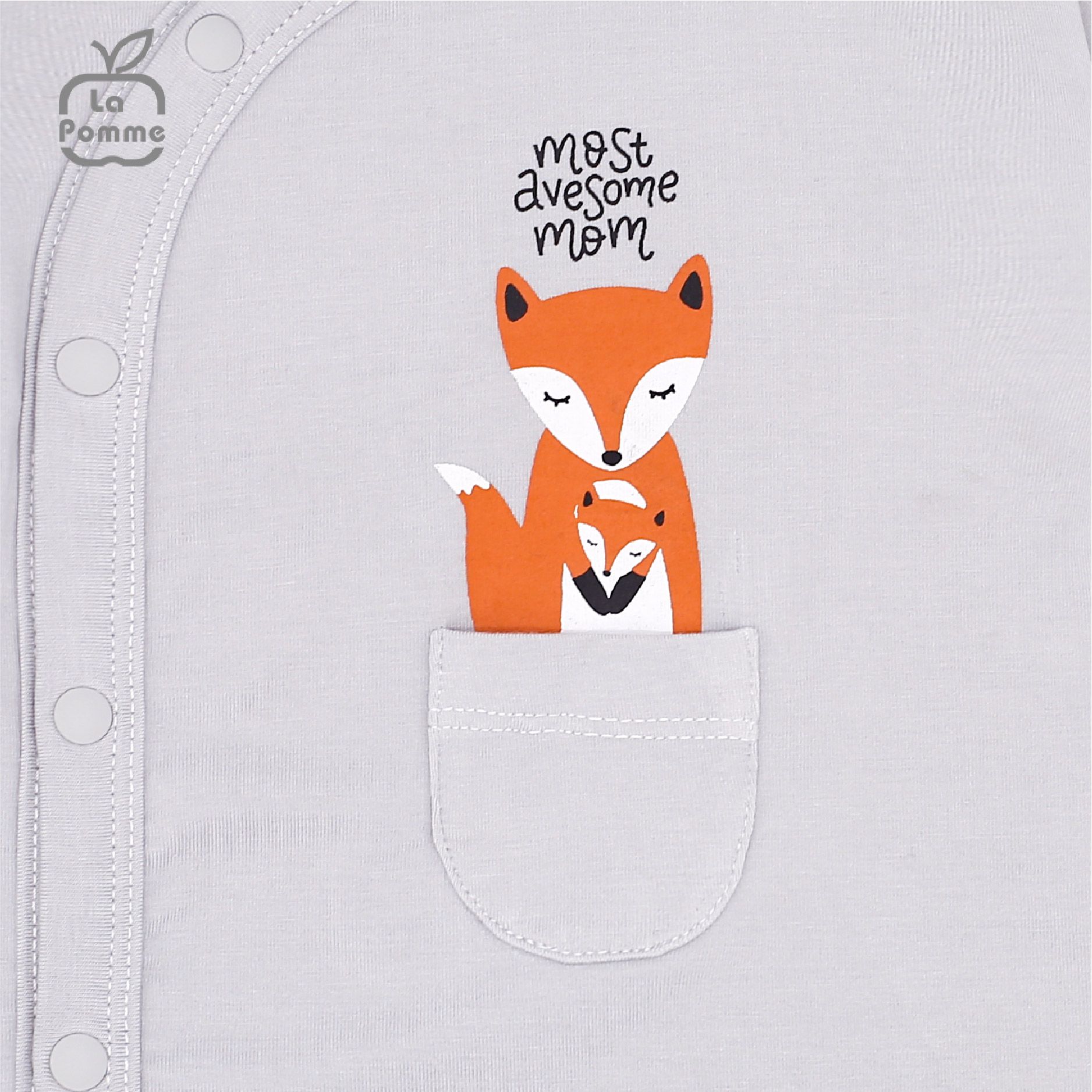 Bộ dài tay La Pomme cúc lệch Baby Racoon - Nâu