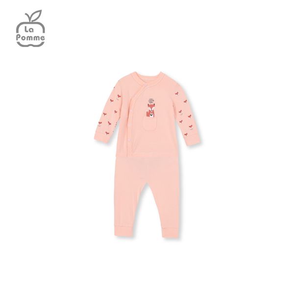  Bộ dài tay La Pomme cúc lệch Baby Racoon - Hồng 