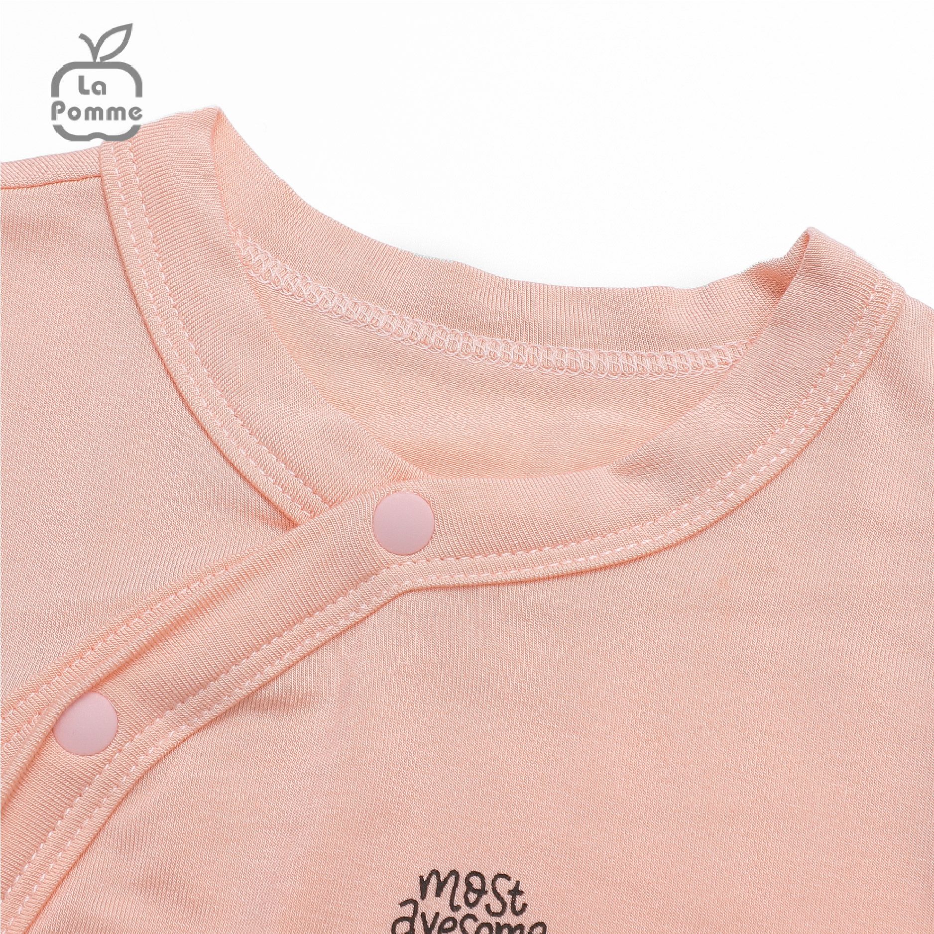 Bộ dài tay La Pomme cúc lệch Baby Racoon - Hồng