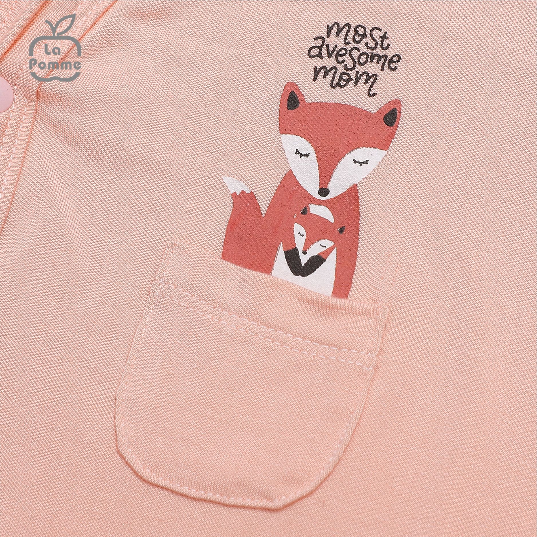 Bộ dài tay La Pomme cúc lệch Baby Racoon - Ghi