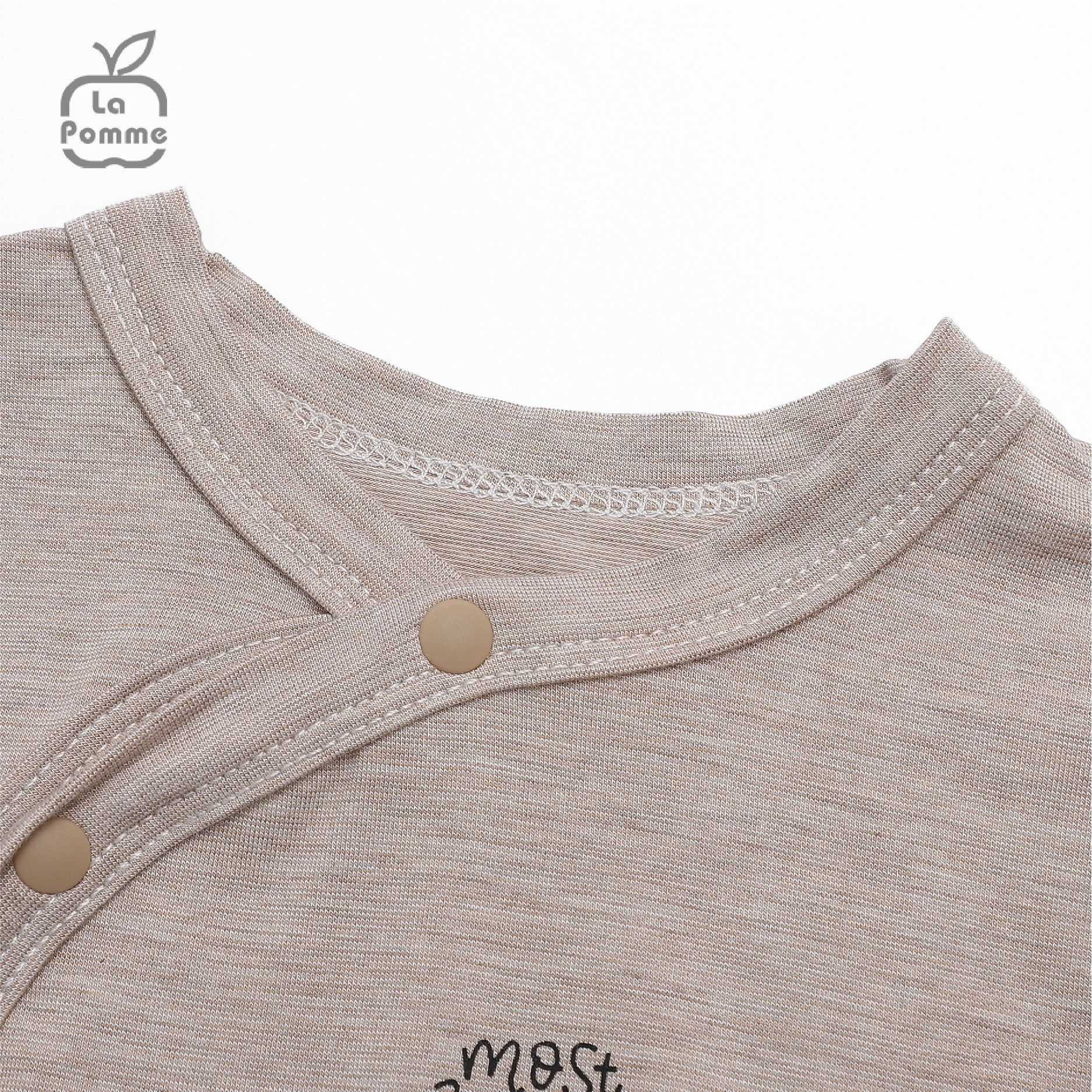 Bộ dài tay La Pomme cúc lệch Baby Racoon - Ghi