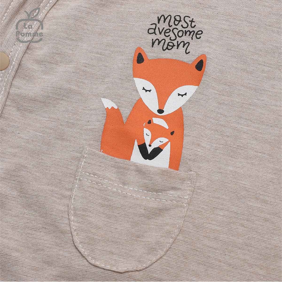 Bộ dài tay La Pomme cúc lệch Baby Racoon - Hồng
