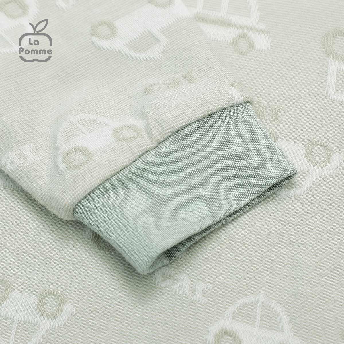 Bộ dài tay La Pomme cúc lệch Little Car - Xanh
