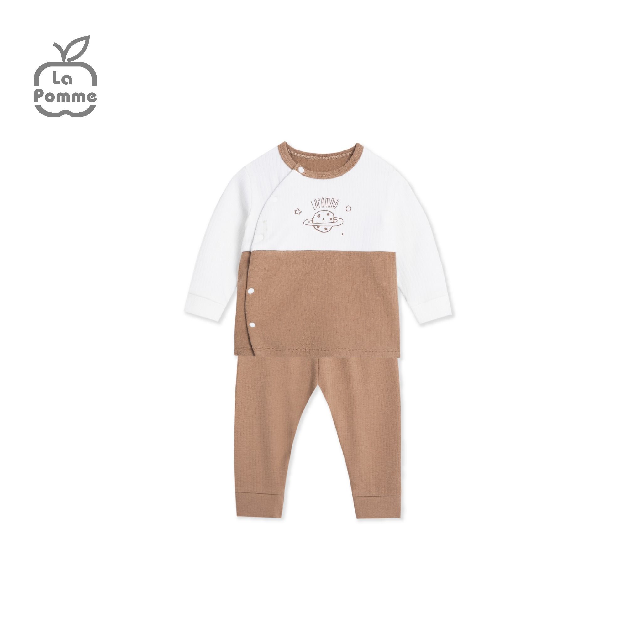 Bộ Dài Tay La Pomme Cúc lệch Fun Galaxy - Nâu