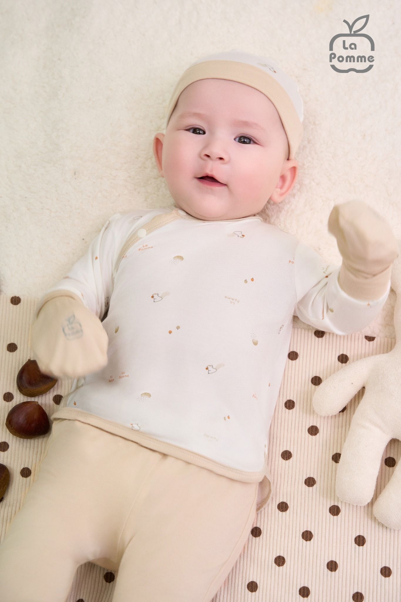 Mũ sơ sinh La Pomme Họa tiết bé xinh