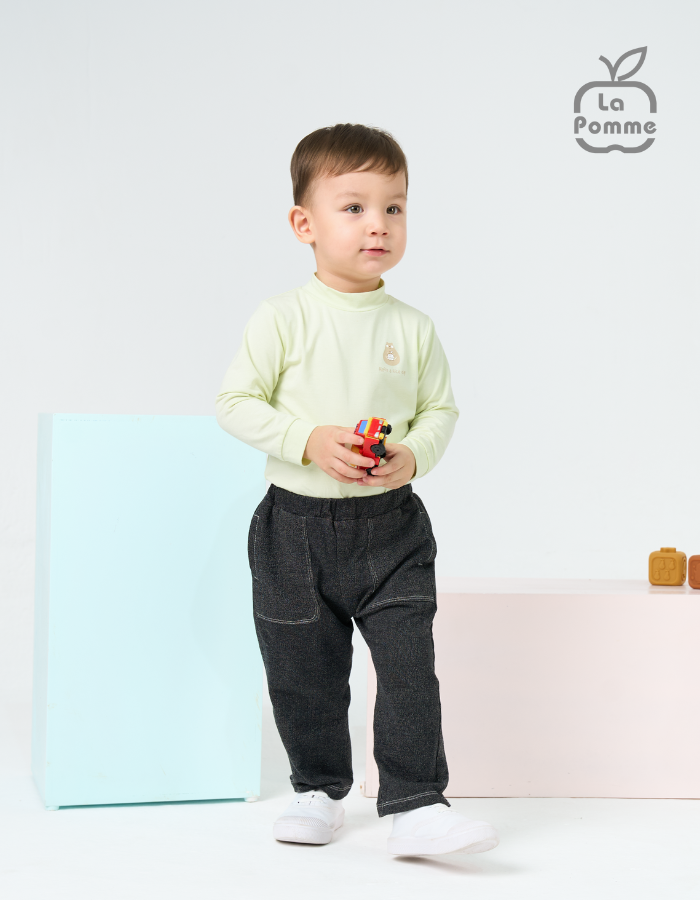 Áo Cổ 3cm La Pomme giữ nhiệt Gấu bé bỏng - Trắng