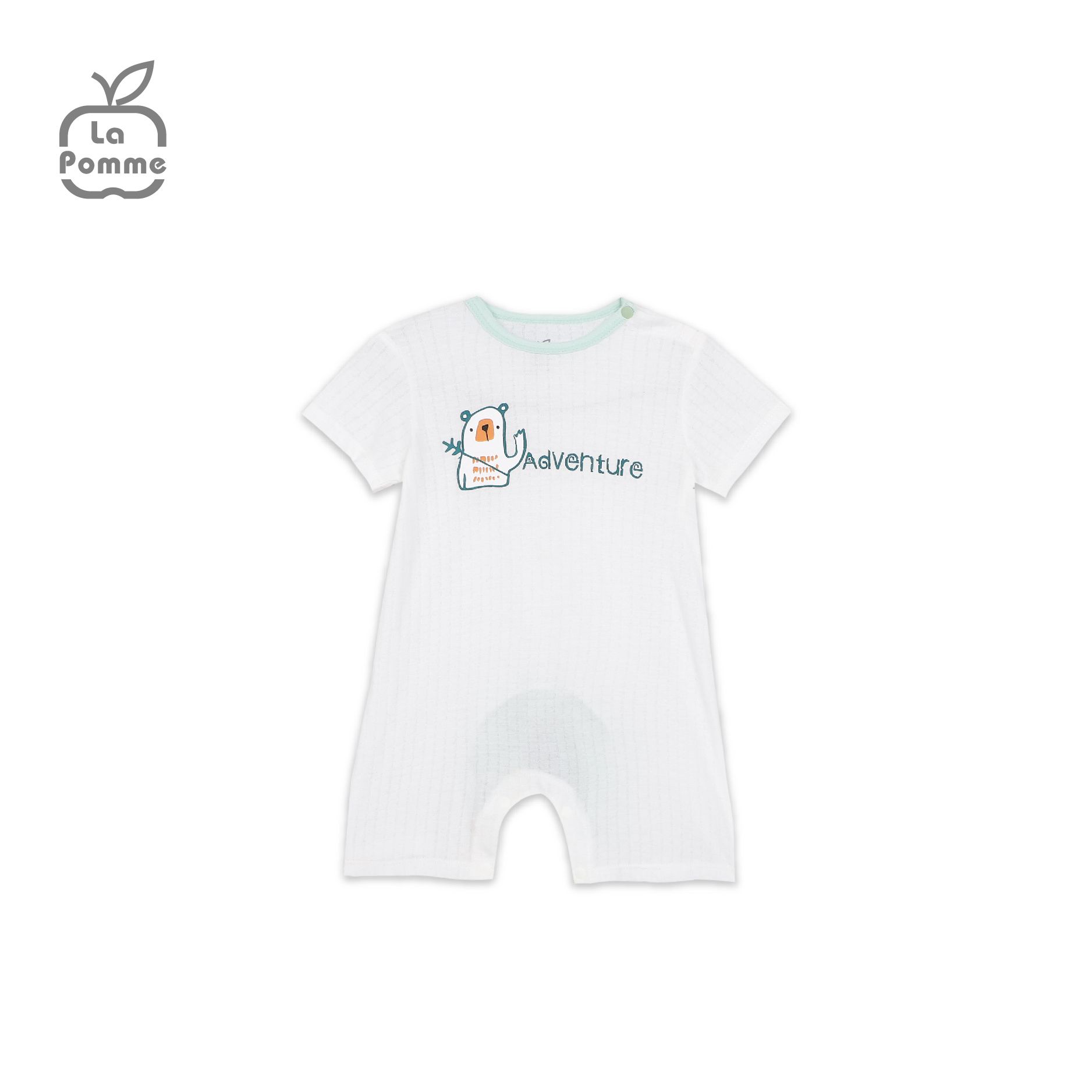 Bộ body cộc tay La Pomme Nhà thám hiểm gấu con - Kẻ xanh