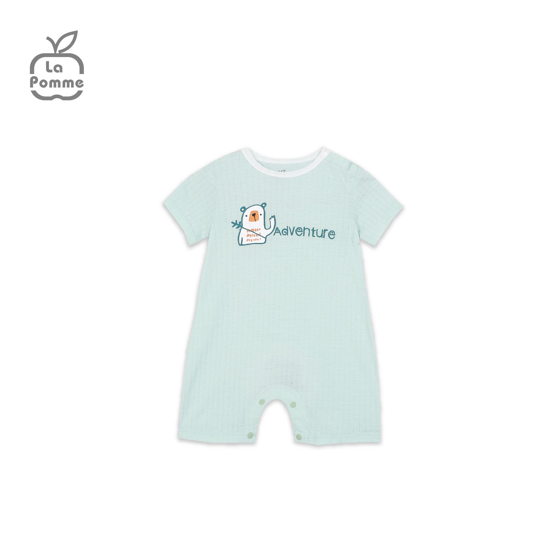 Bộ body cộc tay La Pomme Nhà thám hiểm gấu con - Kẻ xanh