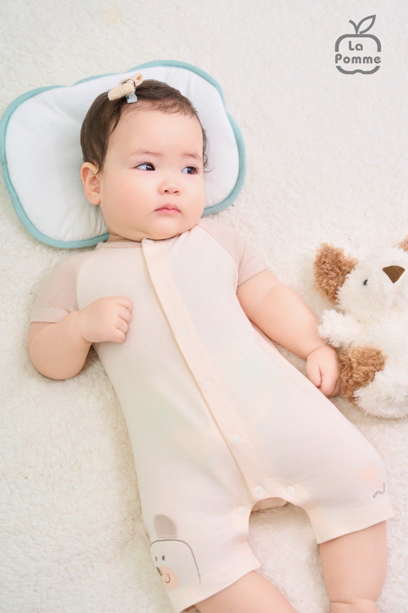 Bộ cộc tay cúc giữa La Pomme Người bạn ú òa