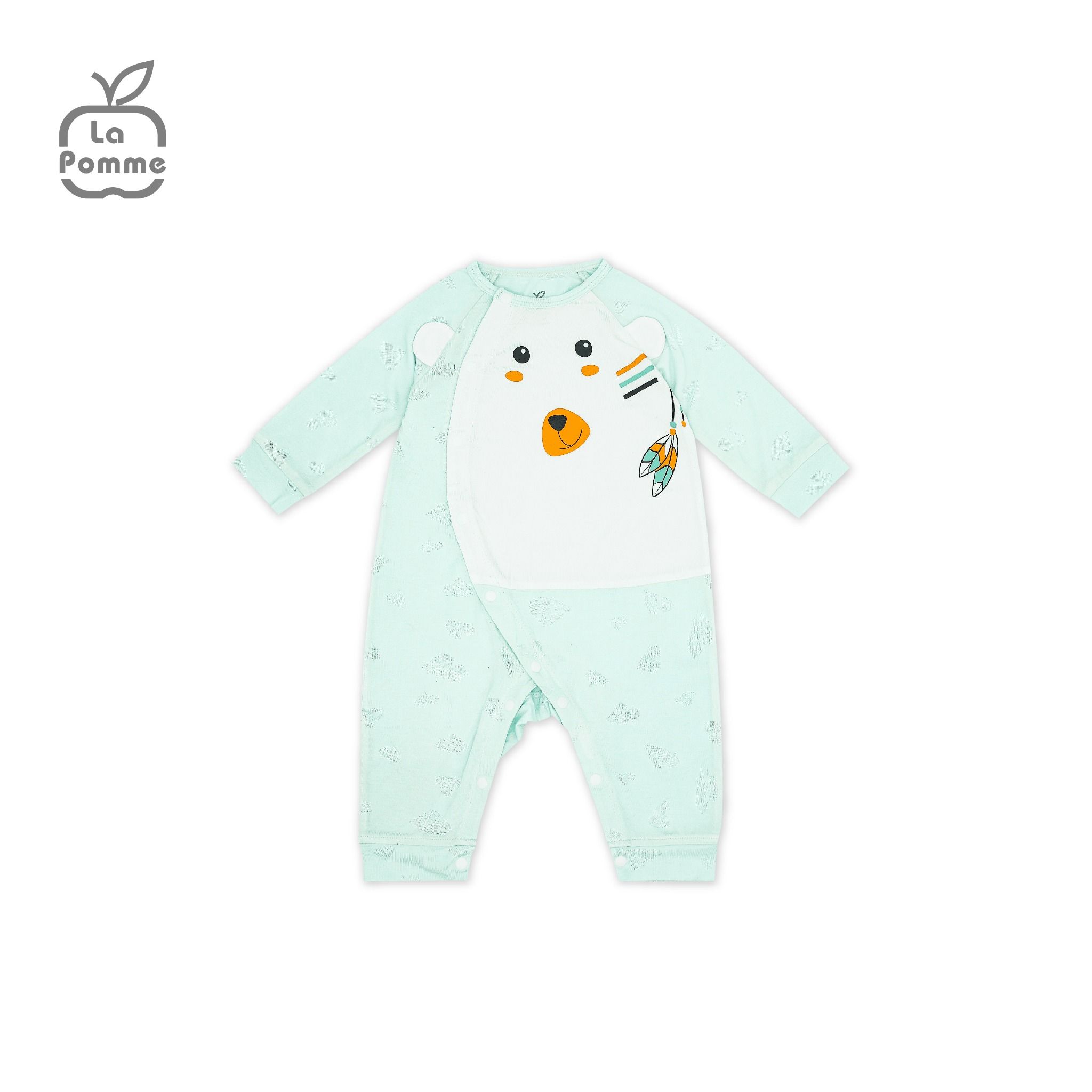 Body dài tay La Pomme Teddy Bear - Hồng Trắng