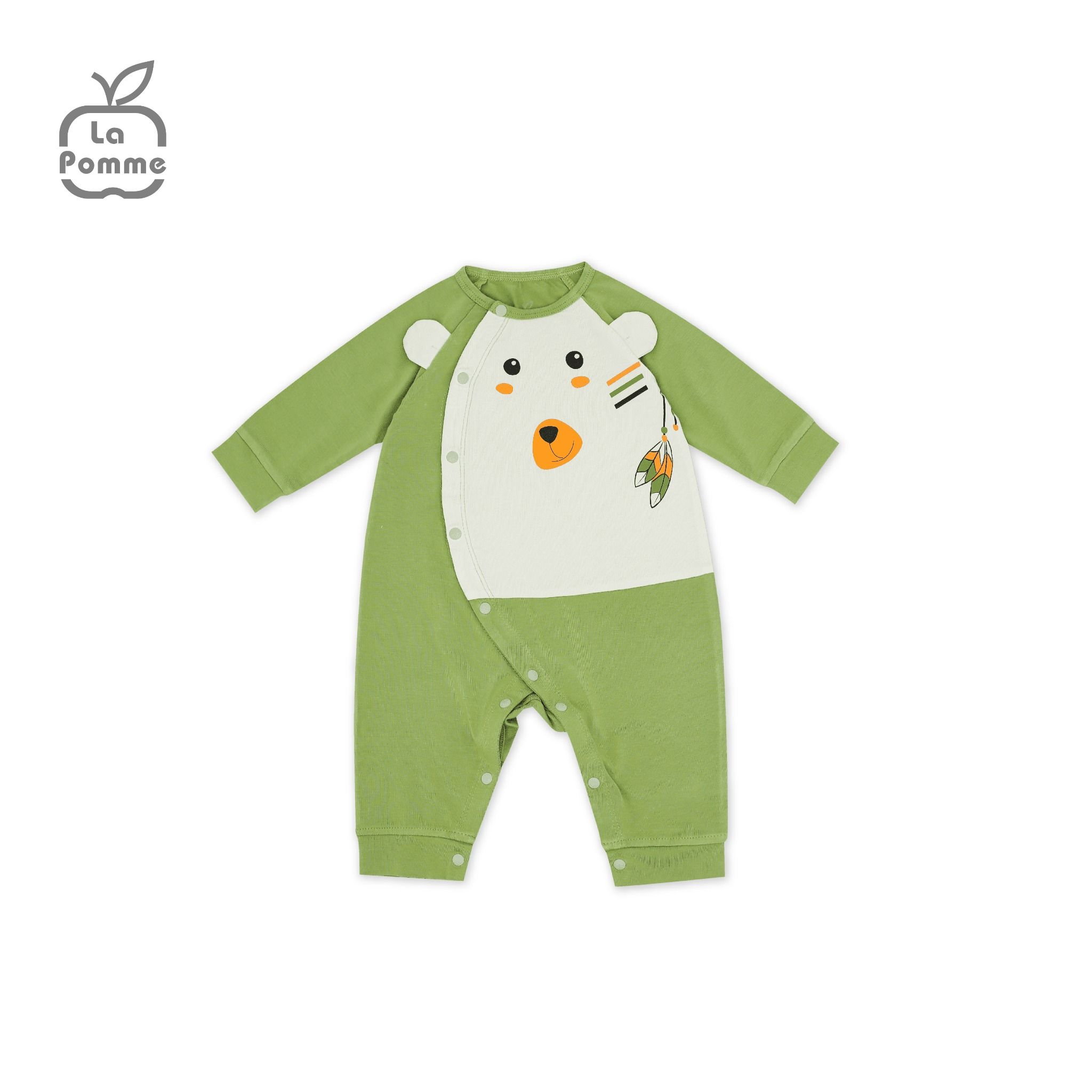 Body dài tay La Pomme Teddy Bear - Xanh Trắng