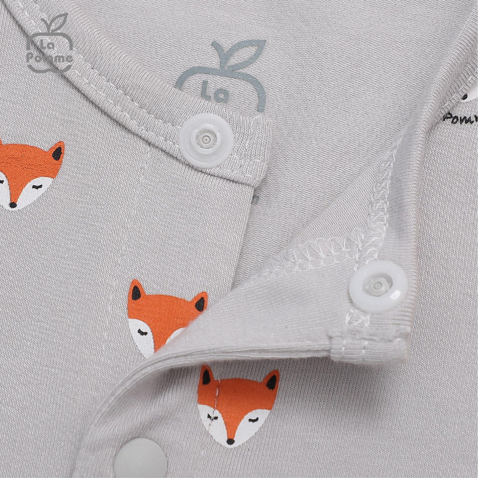 Body dài tay La Pomme Baby Racoon - Ghi