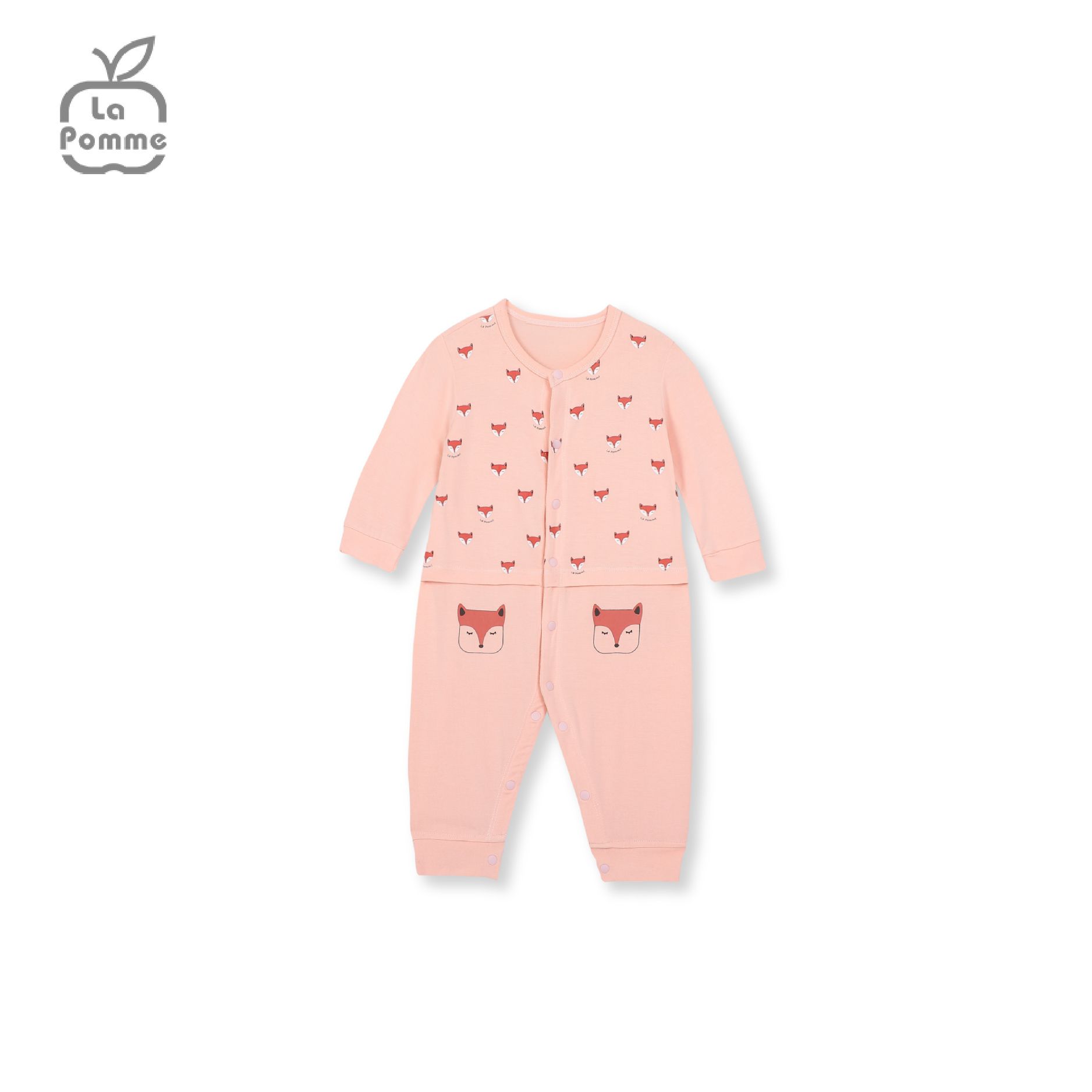 Body dài tay La Pomme Baby Racoon - Ghi