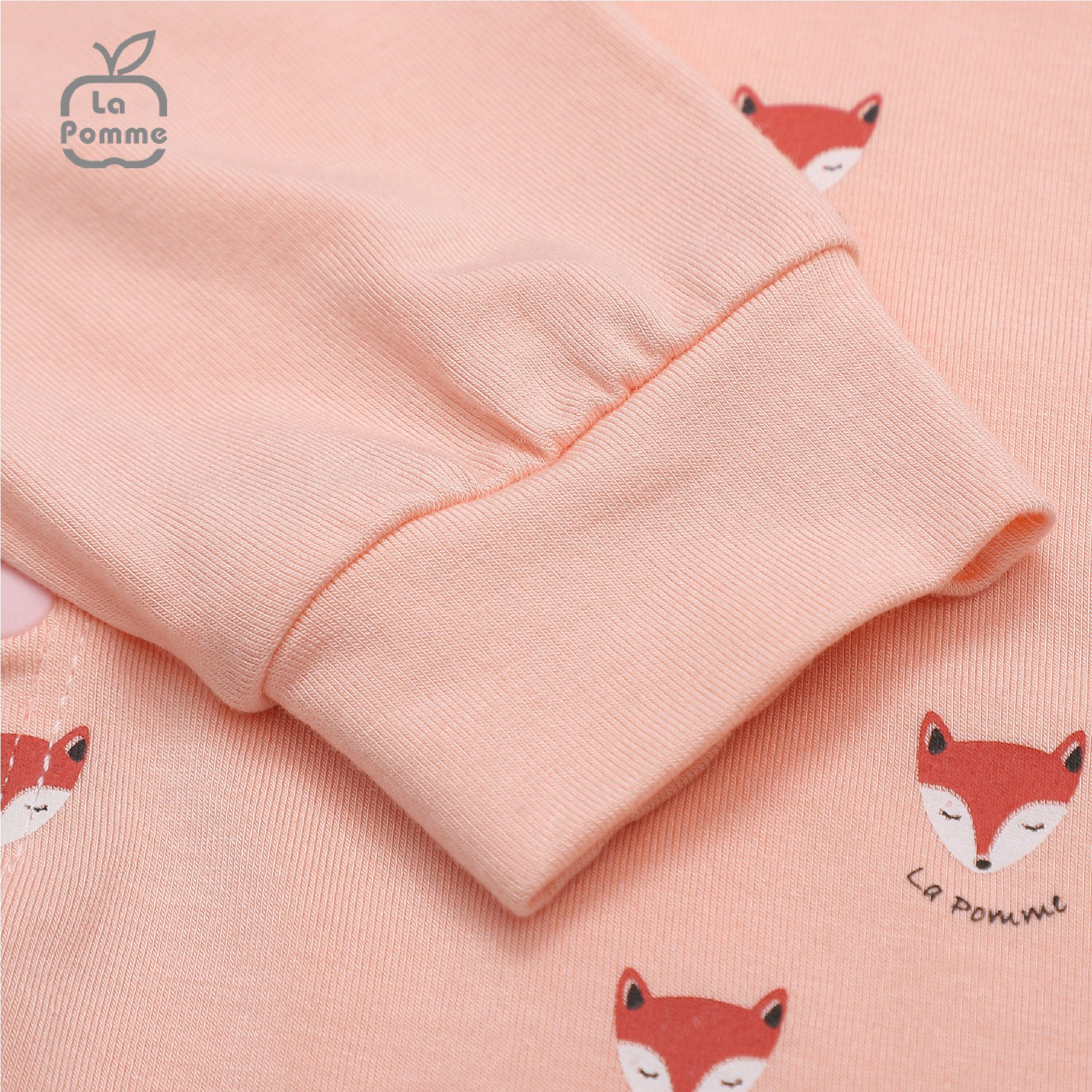 Body dài tay La Pomme Baby Racoon - Hồng