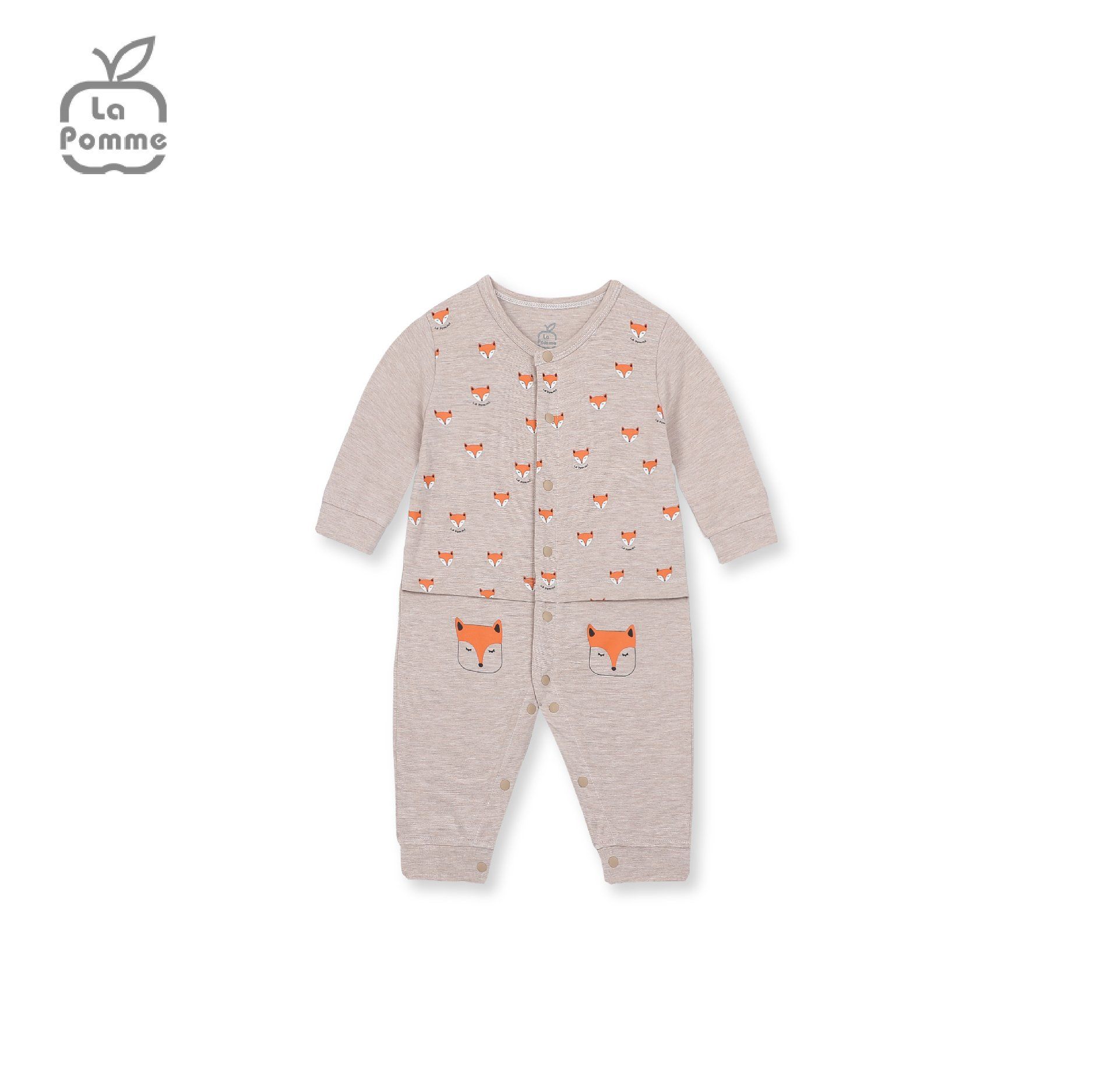 Body dài tay La Pomme Baby Racoon - Nâu