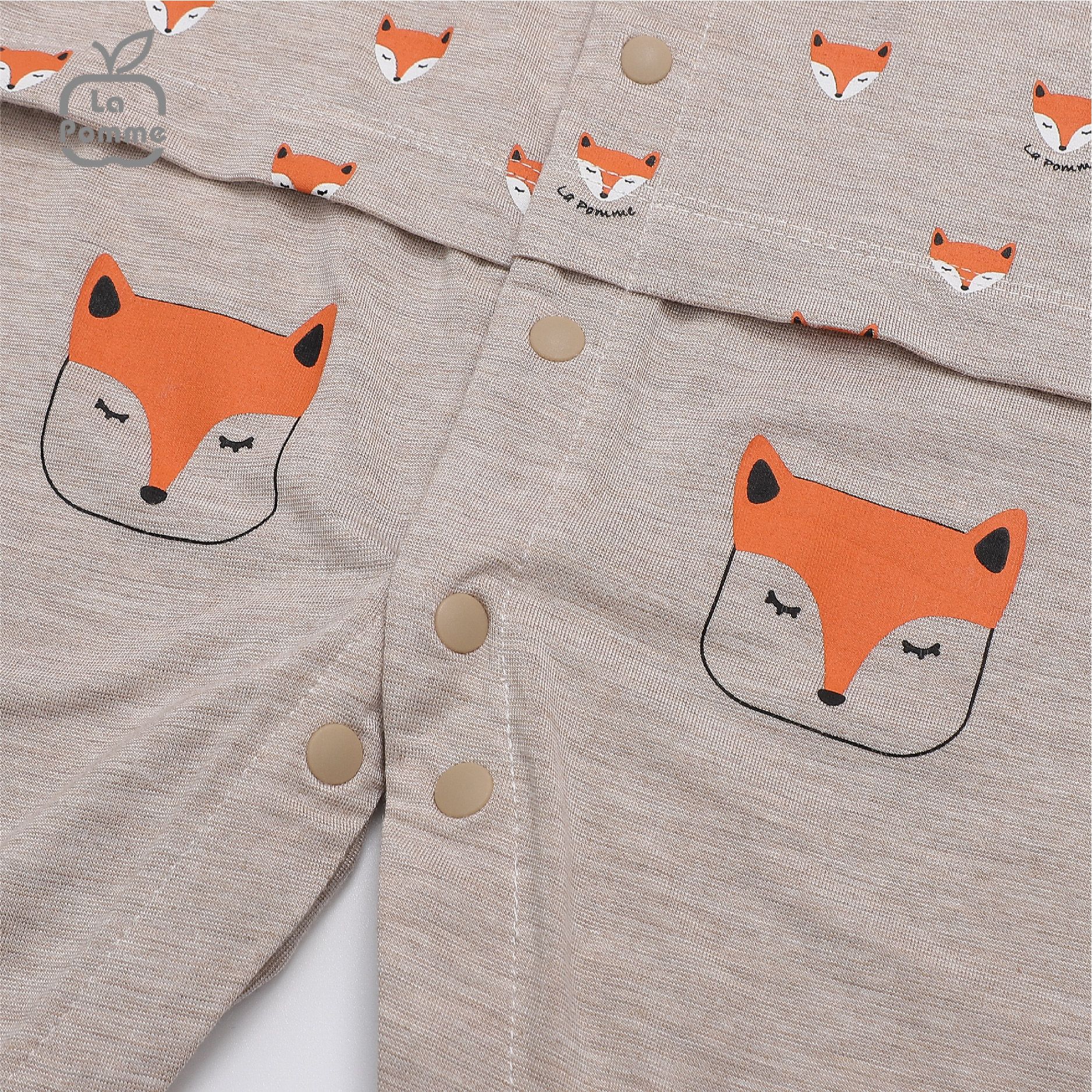 Body dài tay La Pomme Baby Racoon - Ghi