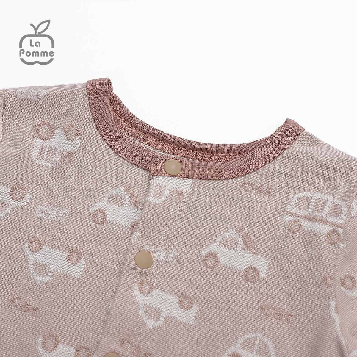 Bộ dài tay La Pomme cúc giữa Little Car - Nâu