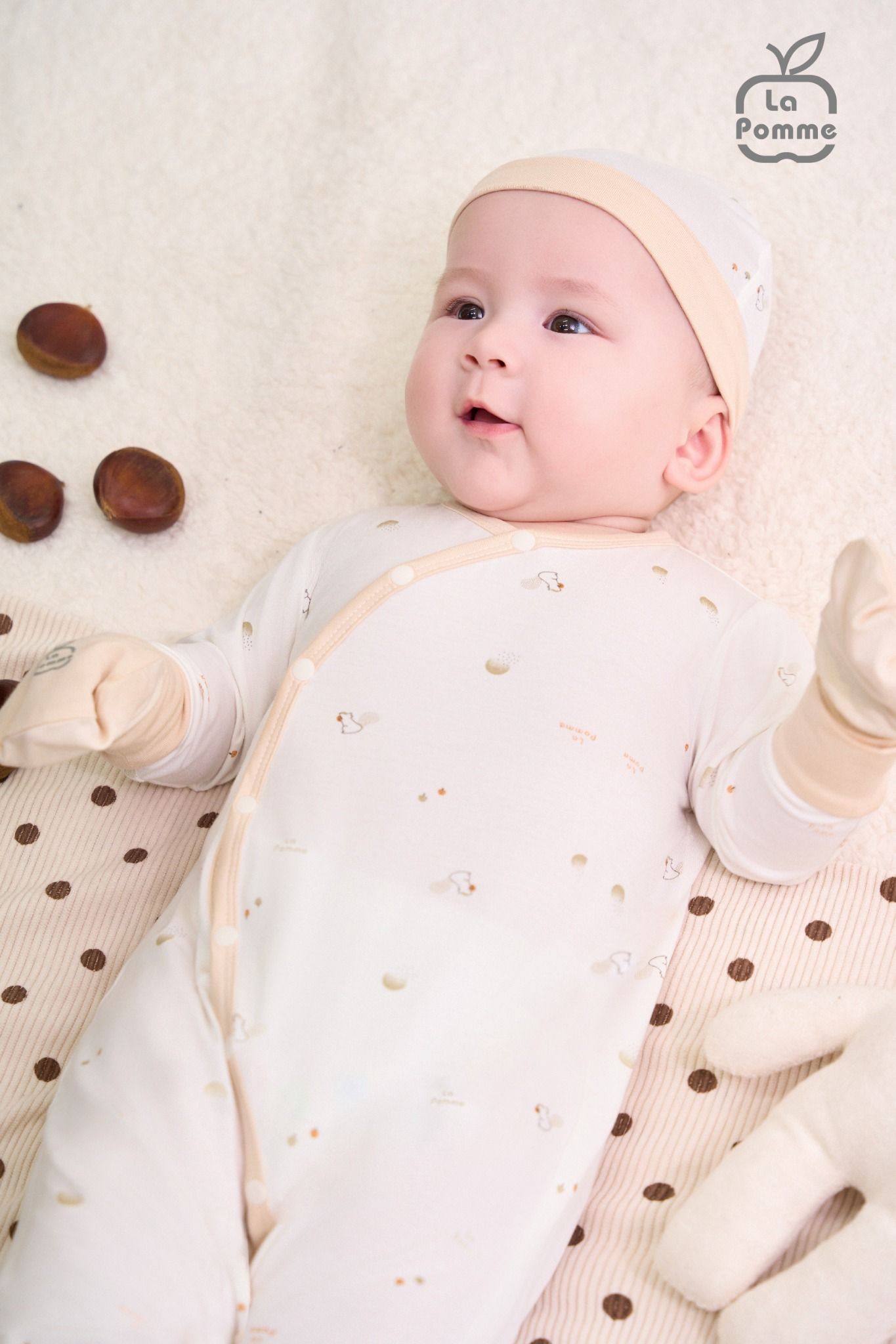 Mũ sơ sinh La Pomme Họa tiết bé xinh