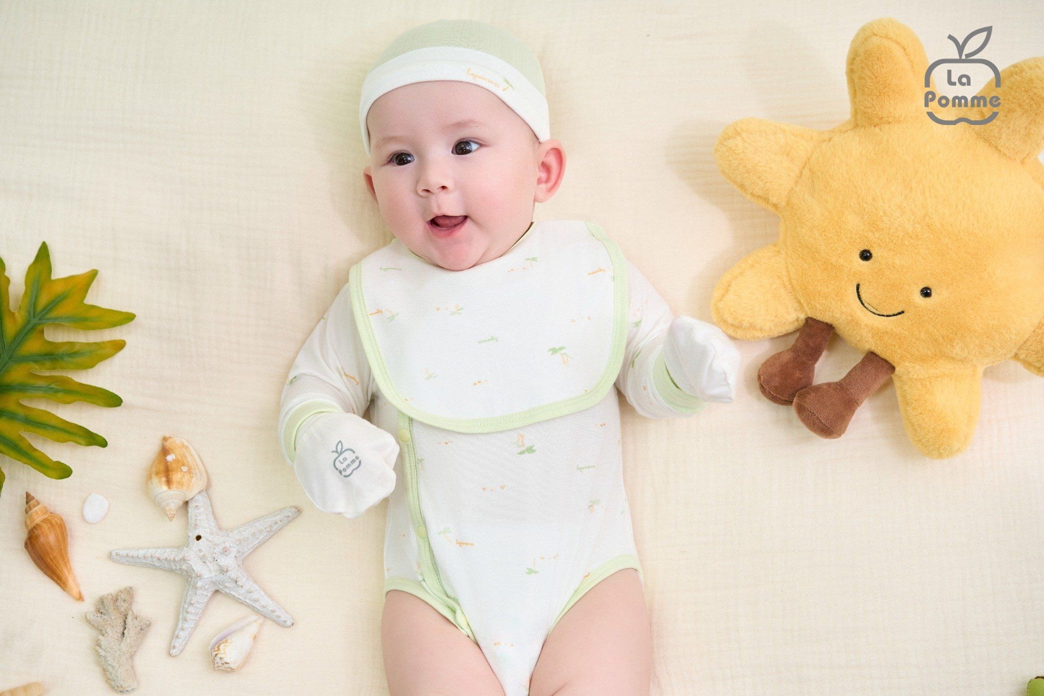 Bộ dài tay cúc lệch La Pomme Mùa hè của bé