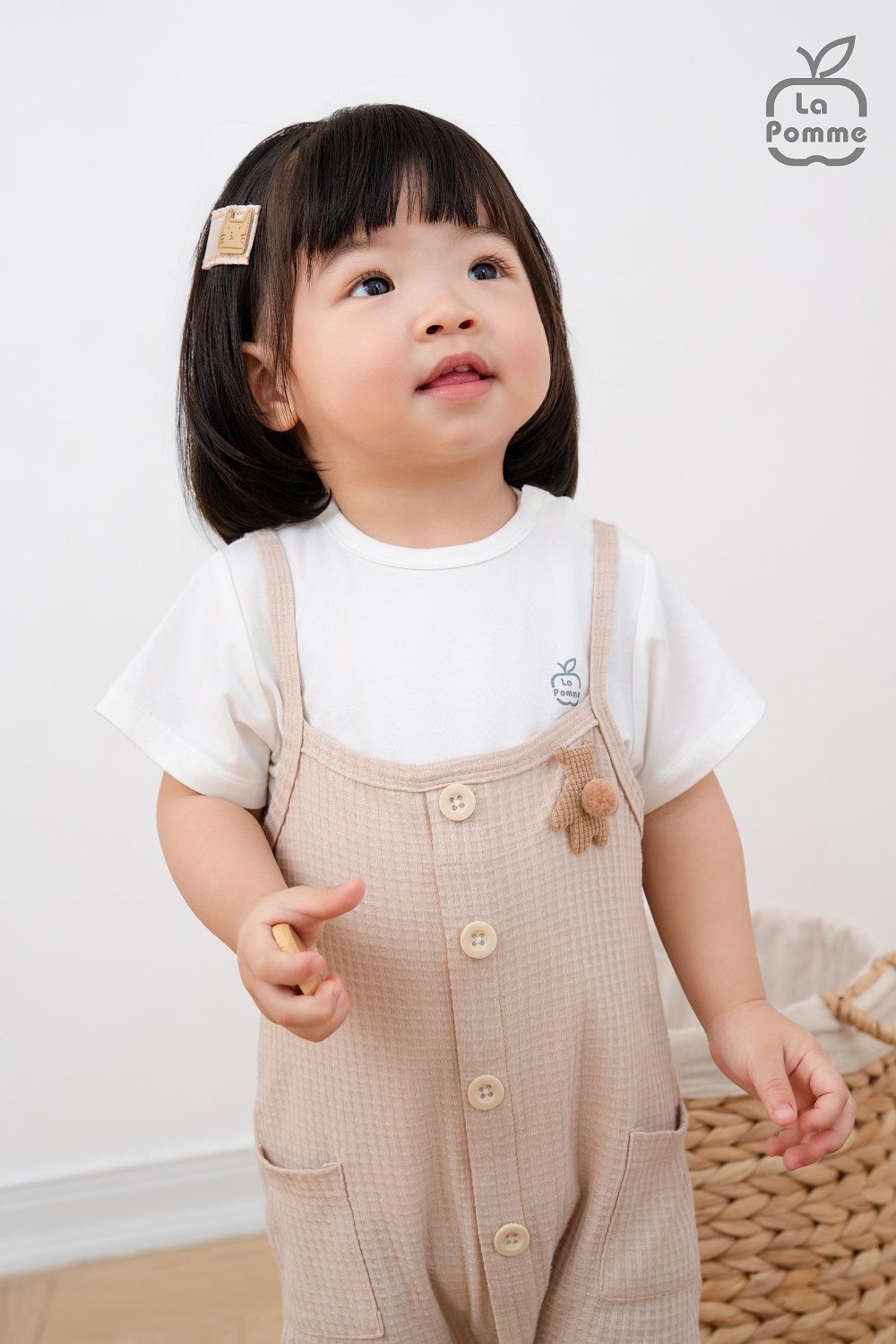 Bộ yếm rời kèm áo cộc tay La Pomme Gấu con du hành
