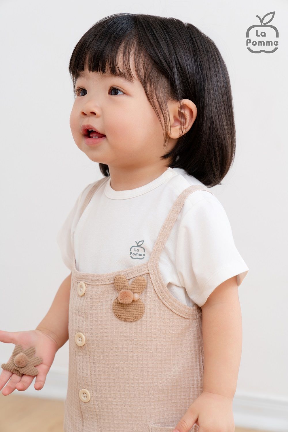 Bộ yếm rời kèm áo cộc tay La Pomme Gấu con du hành