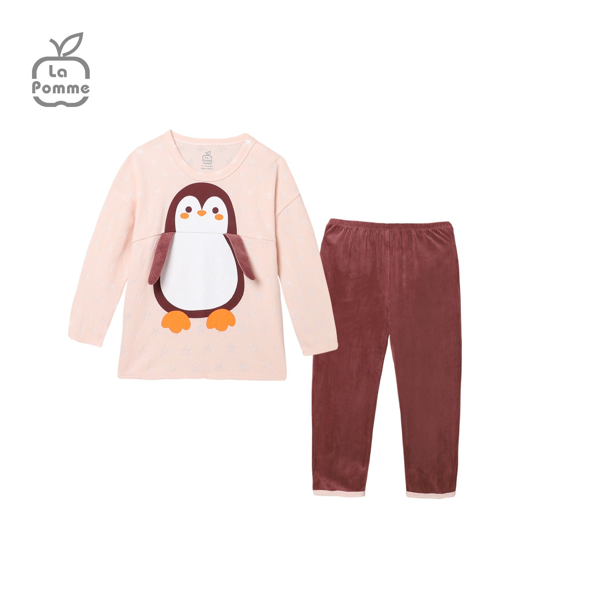 SL193 Bộ dài tay Chim cánh cụt La Pomme - Ghi