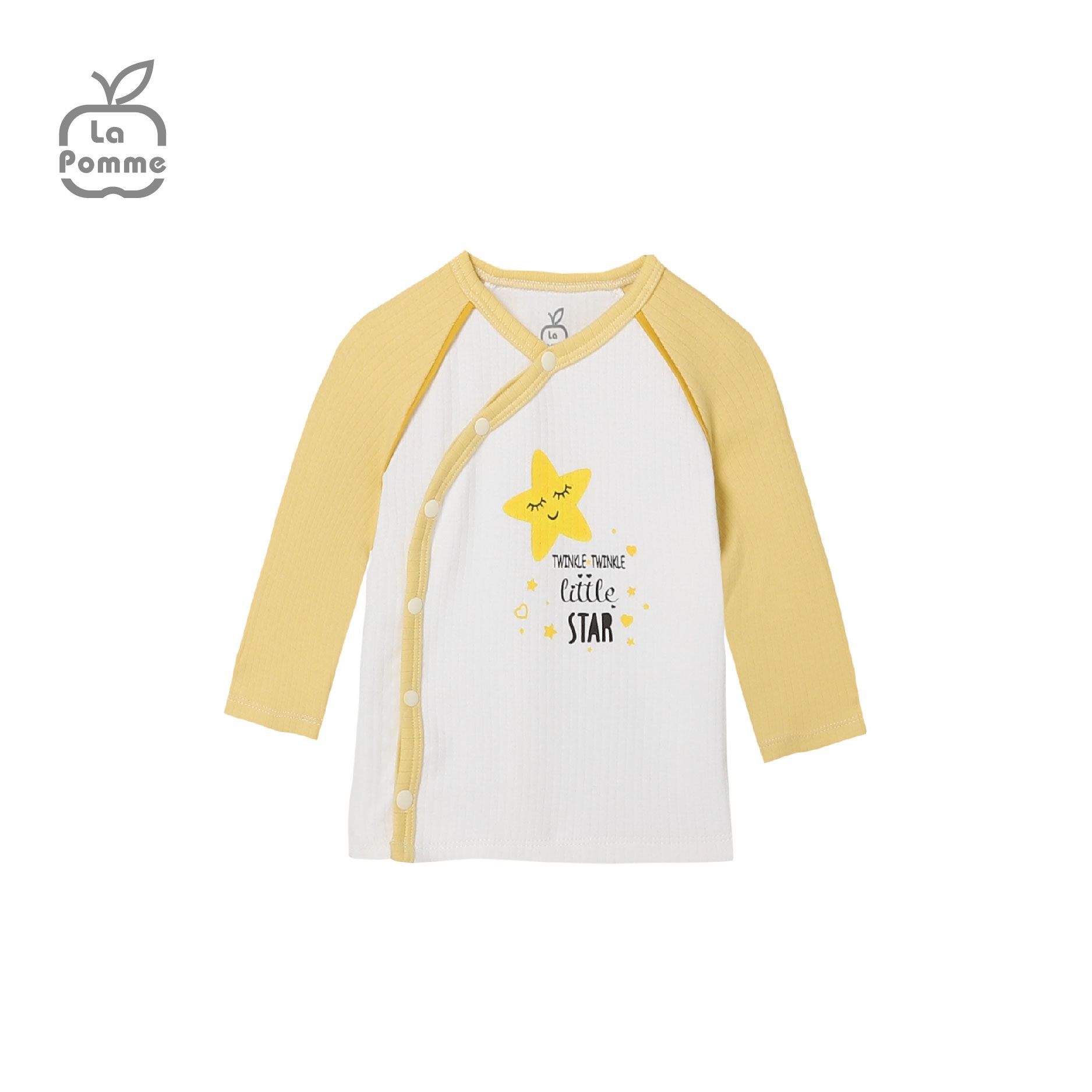 SLD060 Bộ dài tay La Pomme cúc lệch Ngôi sao nhỏ - Trắng Vàng