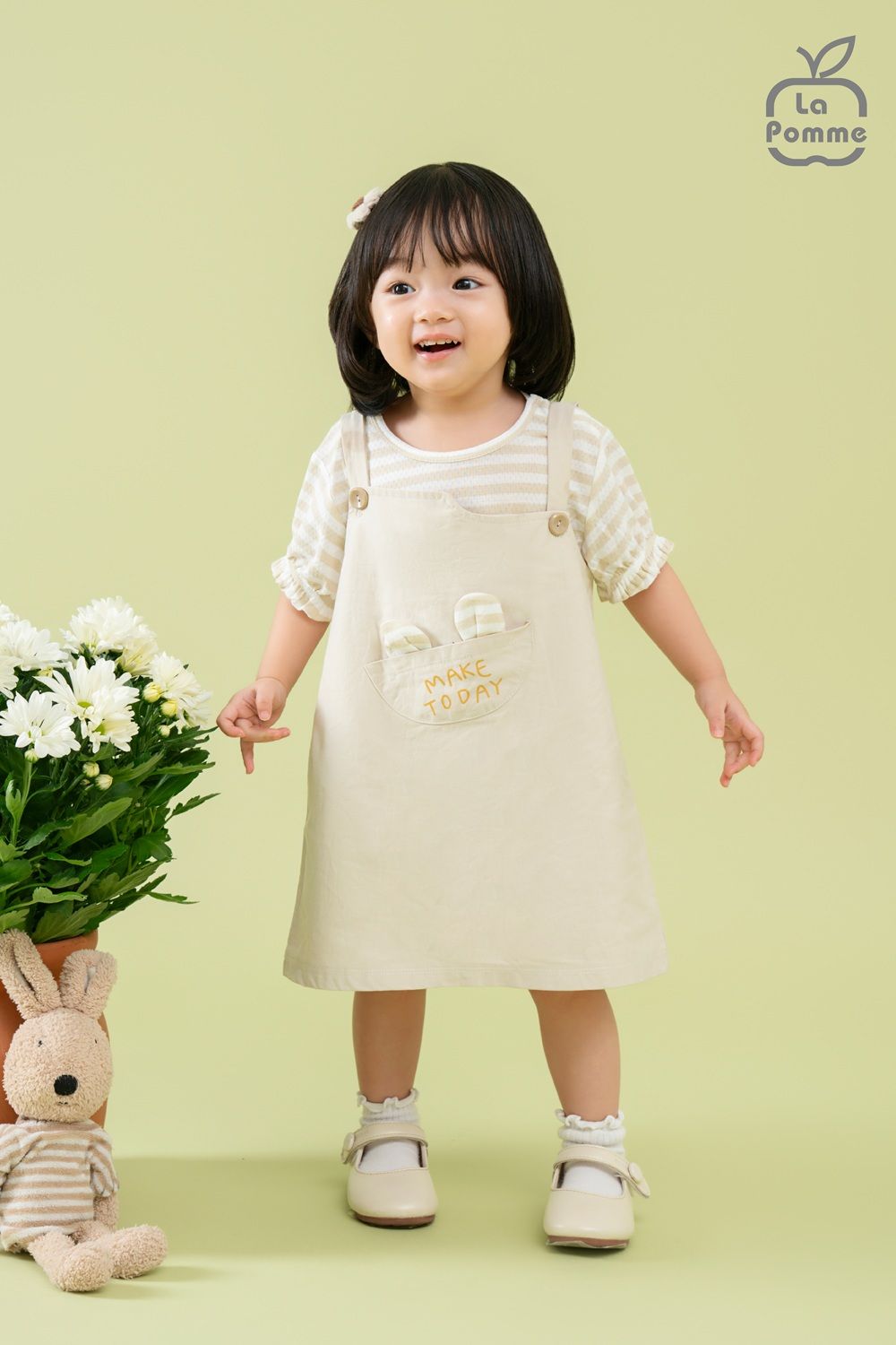 Đầm cộc tay La Pomme giả yếm Năng động