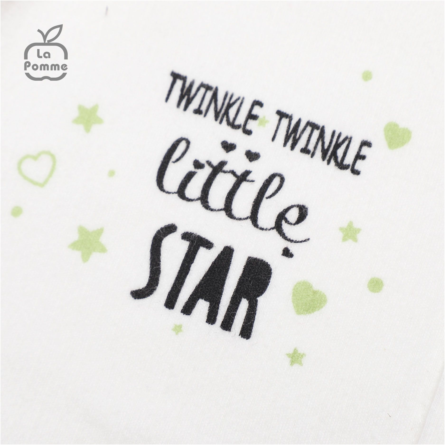 SLS060 Bộ dài tay La Pomme cúc giữa Ngôi sao nhỏ - Trắng Xanh