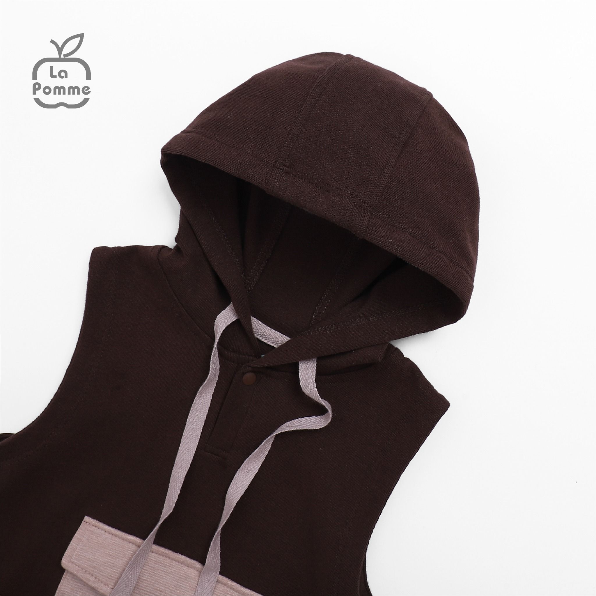 Áo Gile mũ La Pomme Cool Pocket - Nâu nhạt