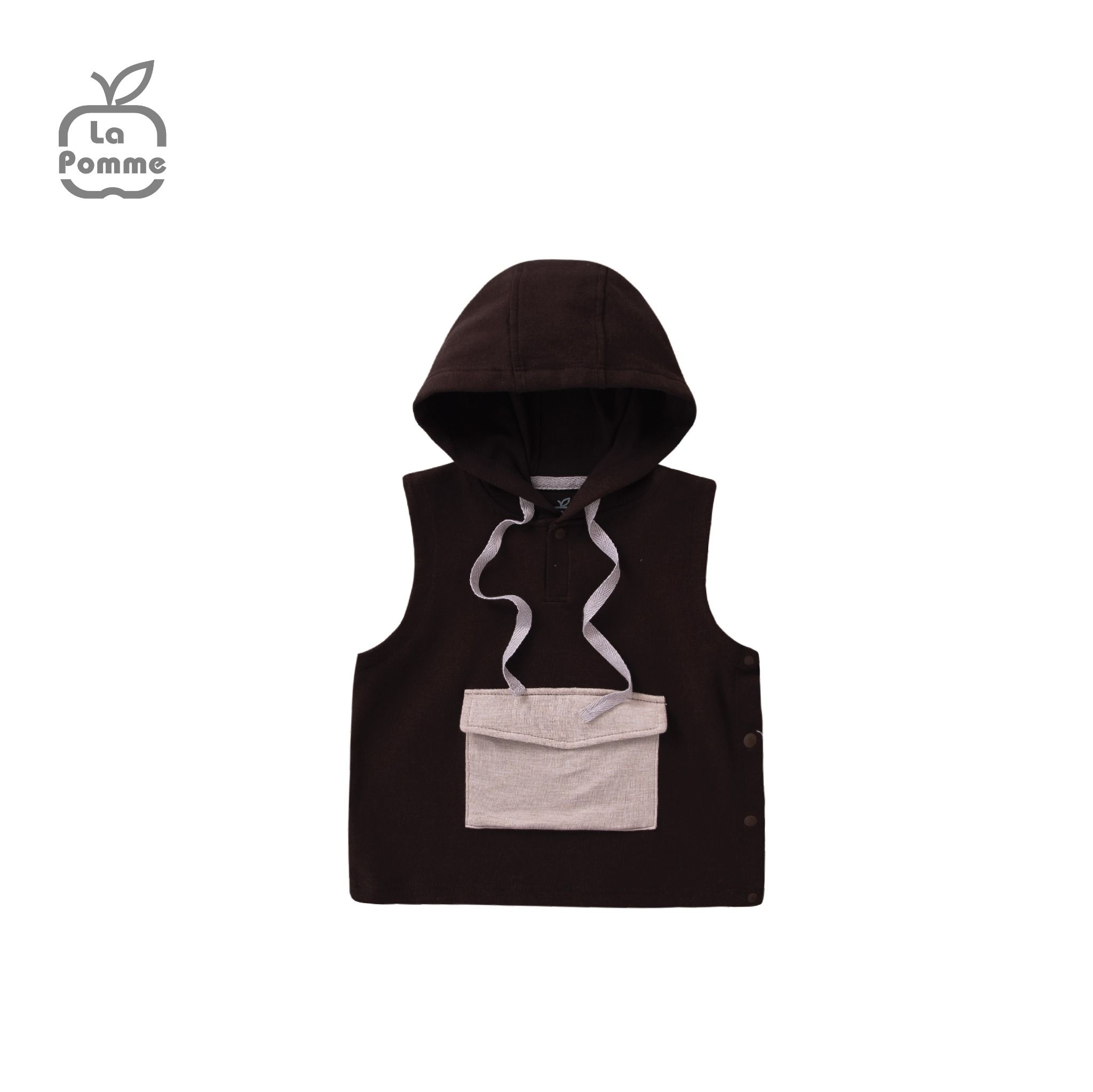 Áo Gile mũ La Pomme Cool Pocket - Nâu đậm