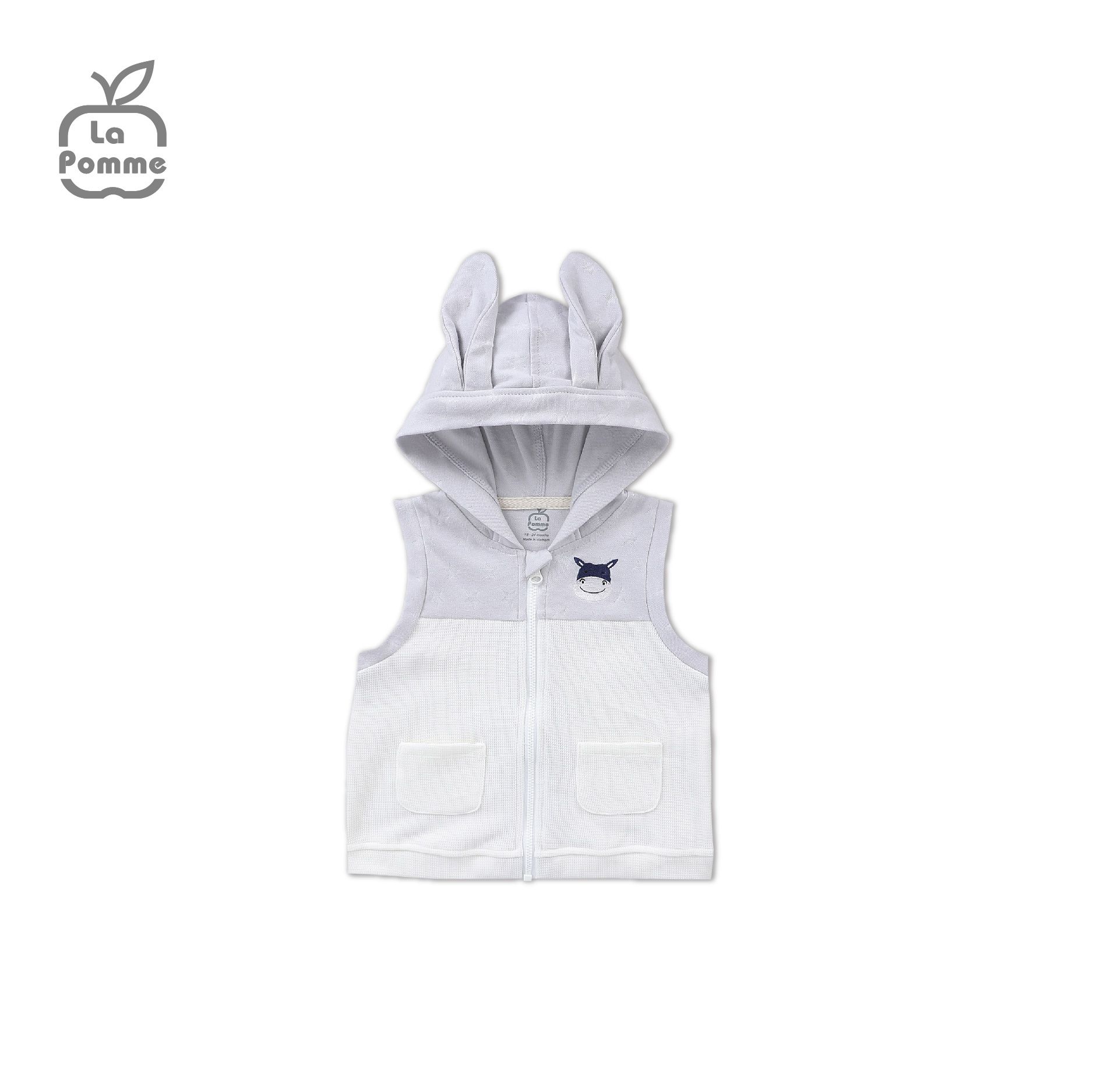 Áo Gile mũ La Pomme Baby Donkey - Trắng
