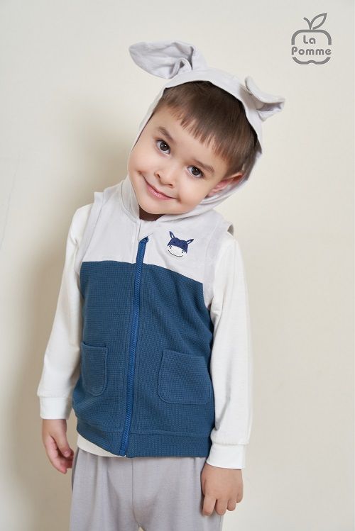 Áo Gile mũ La Pomme Baby Donkey - Trắng