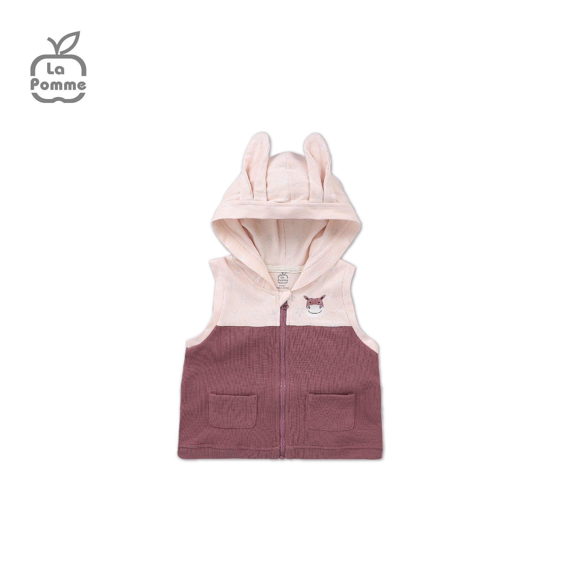 Áo Gile mũ La Pomme Baby Donkey - Trắng