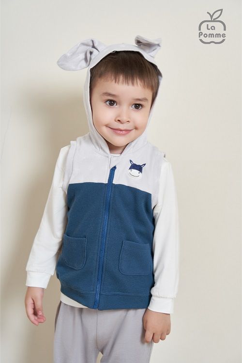 Áo Gile mũ La Pomme Baby Donkey - Trắng