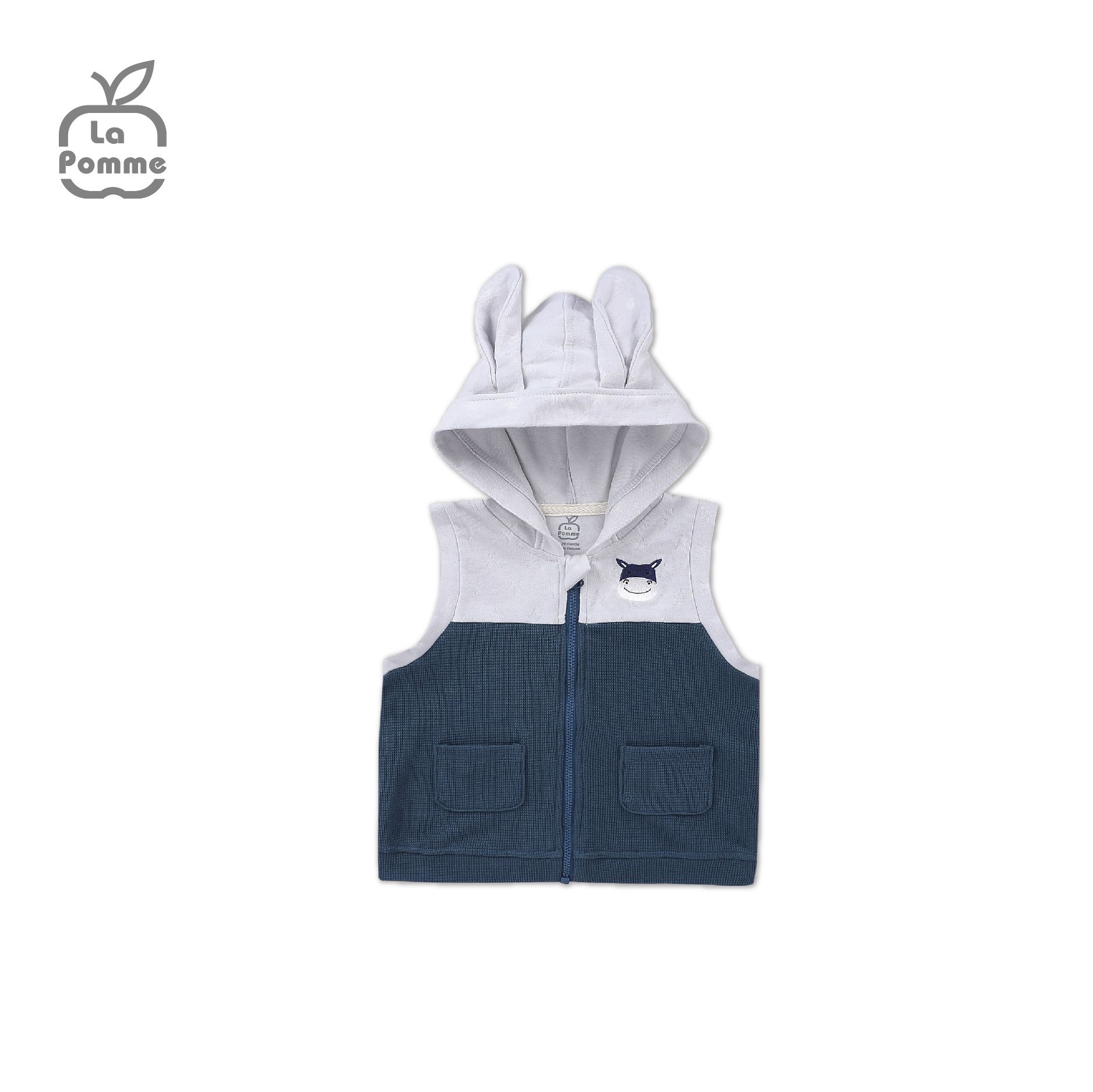 Áo Gile mũ La Pomme Baby Donkey - Trắng