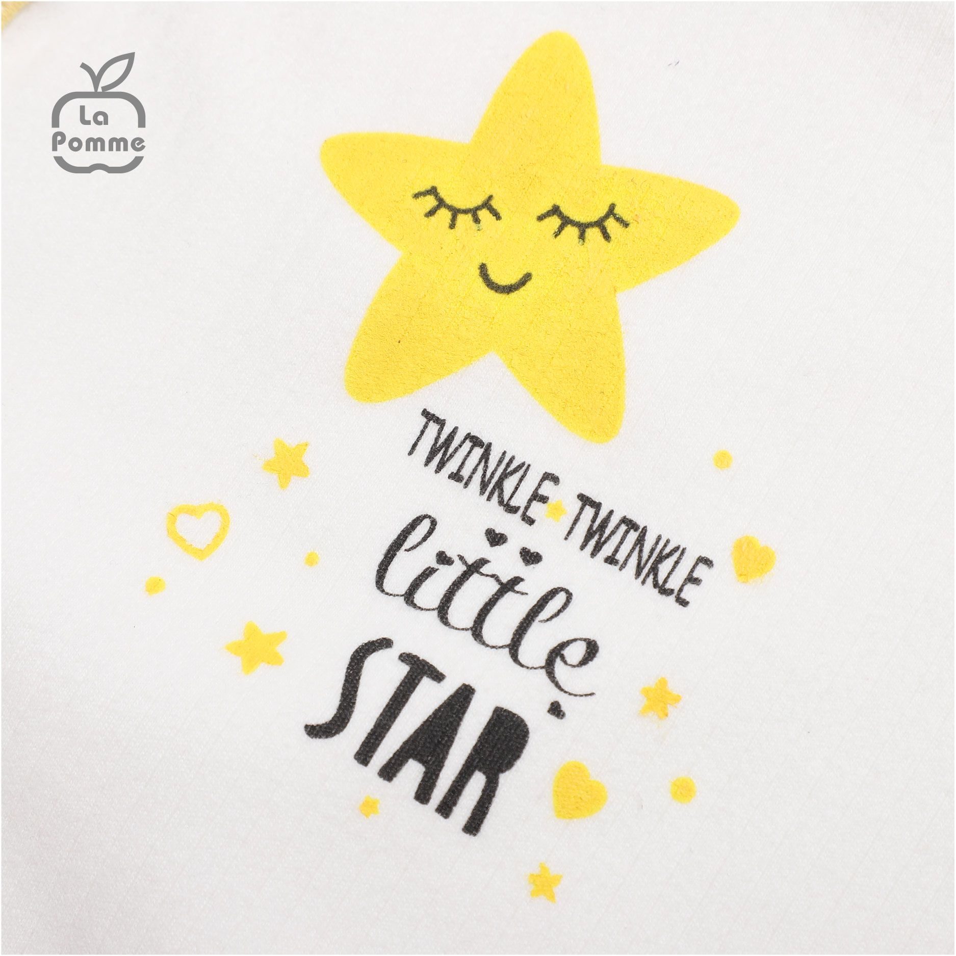 SLD060 Bộ dài tay La Pomme cúc lệch Ngôi sao nhỏ - Trắng Vàng