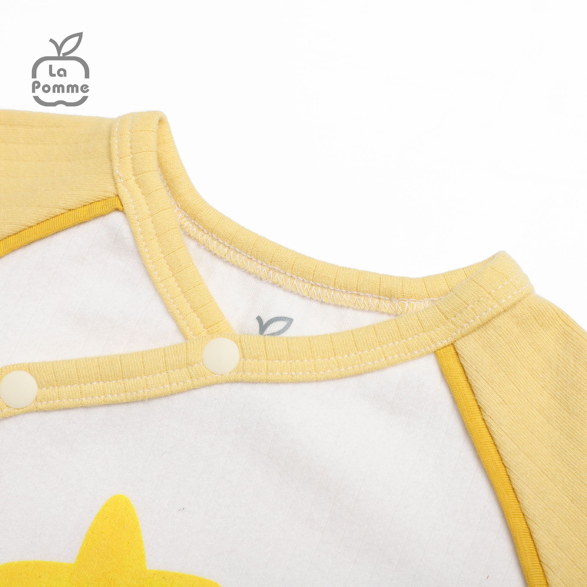 SLD060 Bộ dài tay La Pomme cúc lệch Ngôi sao nhỏ - Trắng Vàng